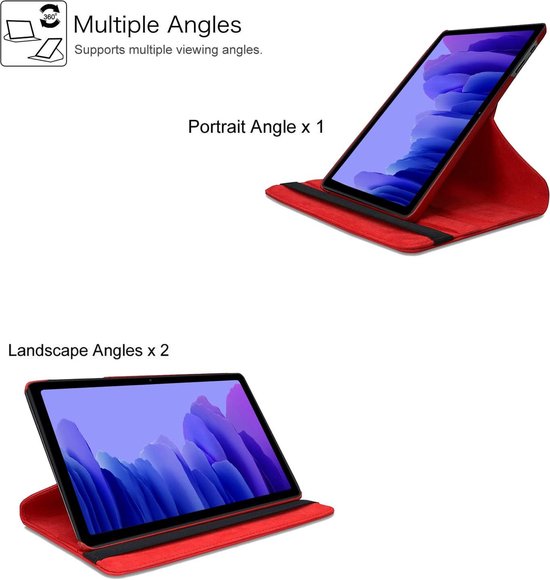Samsung Galaxy Tab A8 10.5 inch (2021/2022) SM-X200/X205/X207 Hoesjes – 360° draaibaar – Standfunctie – Rood-Tablethoesjes-Ilumina Benelux