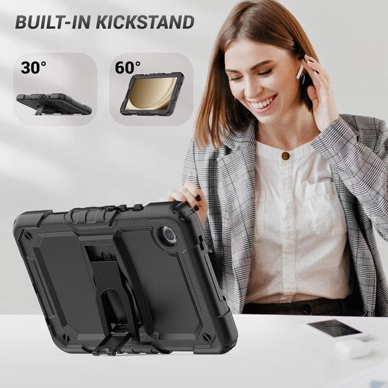 Samsung Galaxy Tab A9+ 11 inch (2023) Hoesjes – Schokbestendig Hoesjes – Penhouder – Screenprotector & standaard – Zwart-Tablethoesjes-Ilumina Benelux