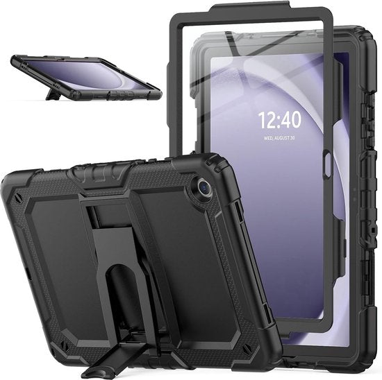 Samsung Galaxy Tab A9+ 11 inch (2023) Hoesjes – Schokbestendig Hoesjes – Penhouder – Screenprotector & standaard – Zwart-Tablethoesjes-Ilumina Benelux
