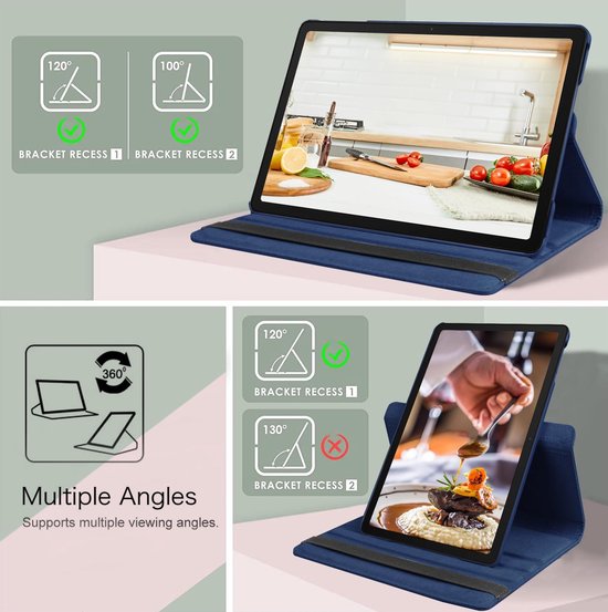Samsung Galaxy Tab A9+ 11 inch 2023 & Tab A11 Plus Hoesjes – 360° draaibaar – Multi-stand – Donkerblauw-Tablethoesjes-Ilumina Benelux