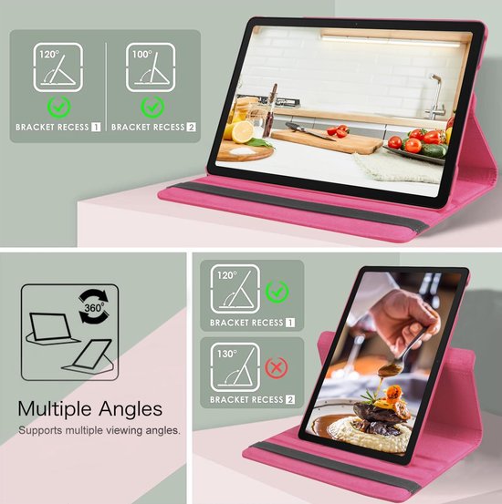 Samsung Galaxy Tab A9+ 11 inch 2023 & Tab A11 Plus Hoesjes – 360° draaibaar – Multi-stand – Donkerroze-Tablethoesjes-Ilumina Benelux