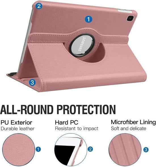 Samsung Galaxy Tab A9+ 11 inch 2023 & Tab A11 Plus Hoesjes – 360° draaibaar – Multi-stand – Roségoud-Tablethoesjes-Ilumina Benelux