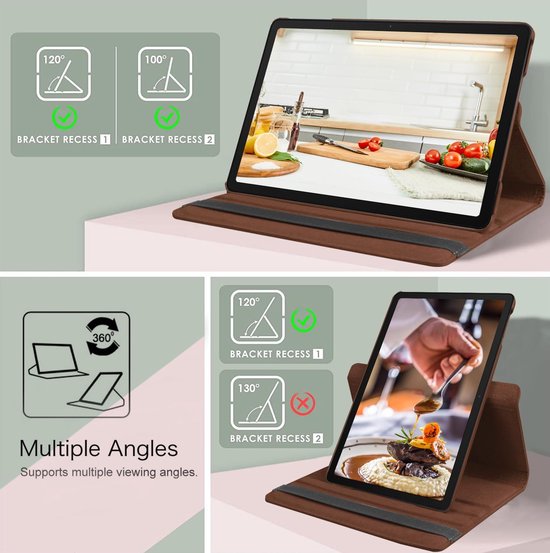 Samsung Galaxy Tab A9+ 11 inch & Tab A11 Plus Hoesjes – 360° draaibaar – Multi-stand – Bruin-Tablethoesjes-Ilumina Benelux