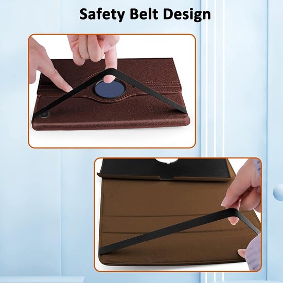 Samsung Galaxy Tab A9 8.7 (2023) Hoesjes – 360° draaibaar – Multi-stand – Bruin-Tablethoesjes-Ilumina Benelux