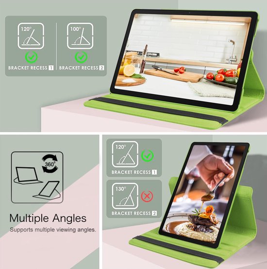 Samsung Galaxy Tab A9 8.7 (2023) Hoesjes – 360° draaibaar – Multi-stand – Groen-Tablethoesjes-Ilumina Benelux