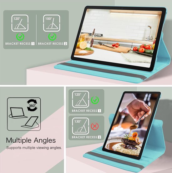 Samsung Galaxy Tab A9 8.7 2023 Hoesjes – 360° draaibaar – Multi-stand – Lichtblauw-Tablethoesjes-Ilumina Benelux