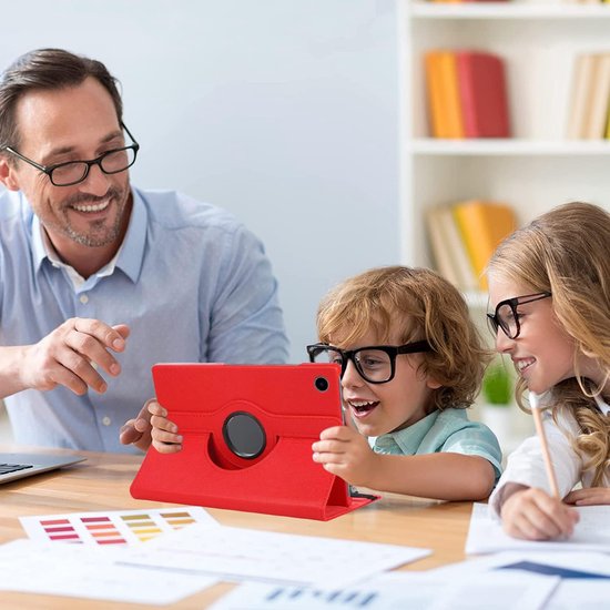 Samsung Galaxy Tab A9 8.7 (2023) Hoesjes – 360° draaibaar – Multi-stand – Rood-Tablethoesjes-Ilumina Benelux