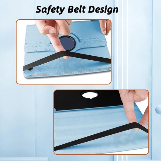 Samsung Galaxy Tab A9 8.7 2023 & Tab A11 Hoesjes – 360° draaibaar – Multi-stand – Lichtblauw-Tablethoesjes-Ilumina Benelux