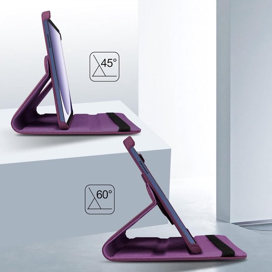 Samsung Galaxy Tab A9 8.7 2023 & Tab A11 Hoesjes – 360° draaibaar – Multi-stand – Paars-Tablethoesjes-Ilumina Benelux
