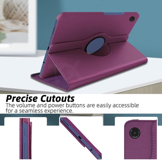 Samsung Galaxy Tab A9 8.7 2023 & Tab A11 Hoesjes – 360° draaibaar – Multi-stand – Paars-Tablethoesjes-Ilumina Benelux