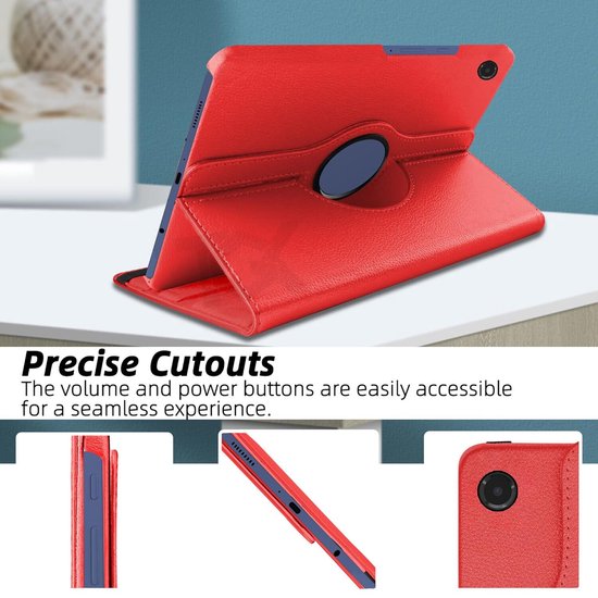Samsung Galaxy Tab A9 8.7 2023 & Tab A11 Hoesjes – 360° draaibaar – Multi-stand – Rood-Tablethoesjes-Ilumina Benelux