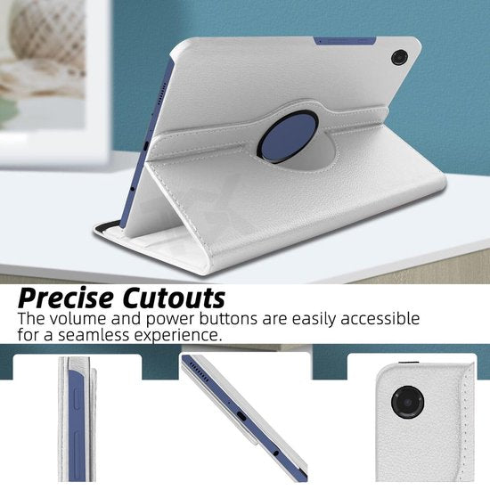 Samsung Galaxy Tab A9 8.7 2023 & Tab A11 Hoesjes – 360° draaibaar – Multi-stand – Wit-Tablethoesjes-Ilumina Benelux