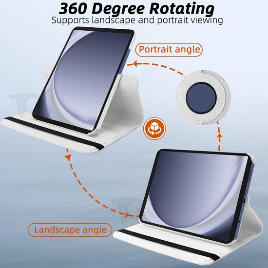 Samsung Galaxy Tab A9 8.7 2023 & Tab A11 Hoesjes – 360° draaibaar – Multi-stand – Wit-Tablethoesjes-Ilumina Benelux