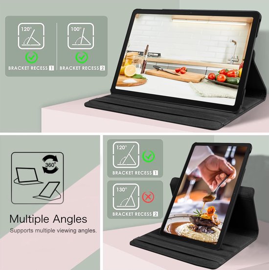 Samsung Galaxy Tab A9 8.7 2023 & Tab A11 Hoesjes – 360° draaibaar – Multi-stand – Zwart-Tablethoesjes-Ilumina Benelux