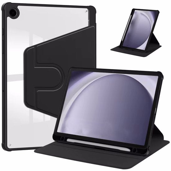 Samsung Galaxy Tab A9 8.7 & Tab A11 Hoesjes – 360° draaibaar stand – Potloodhouder – Zwart-Tablethoesjes-Ilumina Benelux