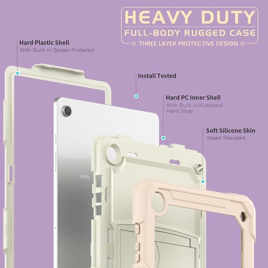 Samsung Galaxy Tab A9 8.7 inch Hoesjes – Schokbestendig Hoesjes – Penhouder & Screenprotector – Standfunctie – Lichtroze-Tablethoesjes-Ilumina Benelux