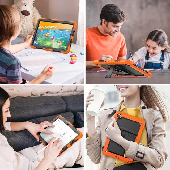 Samsung Galaxy Tab A9 8.7 inch Hoesjes – Schokbestendig Hoesjes – Penhouder – Screenprotector & Standfunctie – Oranje-Tablethoesjes-Ilumina Benelux