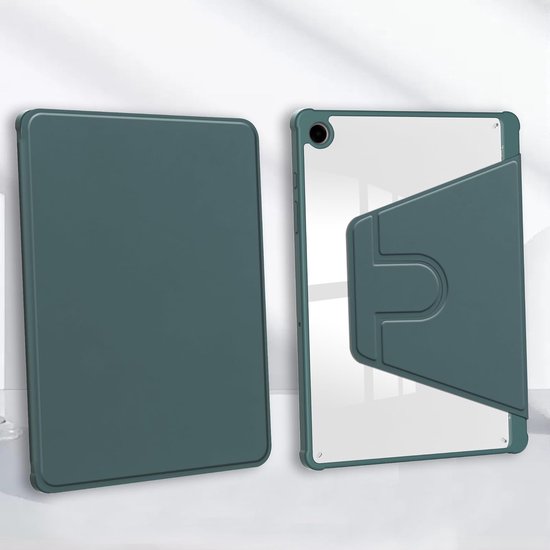 Samsung Galaxy Tab A9 8.7 inch & Tab A11 Hoesjes – 360° draaibaar – Standfunctie – Potloodhouder – Donkergroen-Tablethoesjes-Ilumina Benelux