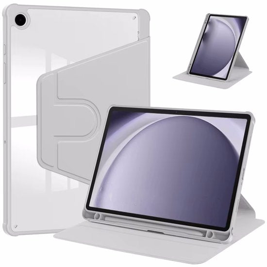 Samsung Galaxy Tab A9 8.7 inch & Tab A11 Hoesjes – 360° draaibaar – Standfunctie – Potloodhouder – Grijs-Tablethoesjes-Ilumina Benelux