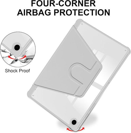 Samsung Galaxy Tab A9 Plus/A11 Plus 11 inch Hoesjes – 360° draaibaar stand – Acryl – Potloodhouder – Grijs-Tablethoesjes-Ilumina Benelux