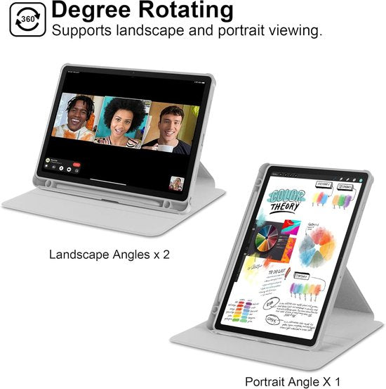 Samsung Galaxy Tab A9 Plus/A11 Plus 11 inch Hoesjes – 360° draaibaar stand – Acryl – Potloodhouder – Grijs-Tablethoesjes-Ilumina Benelux