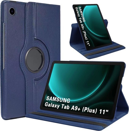 Samsung Galaxy Tab A9+ & Tab A11 Plus 11 inch (2023) Hoesjes – 360° draaibaar – Multi-stand – Donkerblauw-Tablethoesjes-Ilumina Benelux