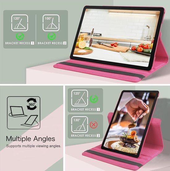 Samsung Galaxy Tab A9+ & Tab A11 Plus 11 inch 2023 Hoesjes – 360° draaibaar – Multi-stand – Donkerroze-Tablethoesjes-Ilumina Benelux
