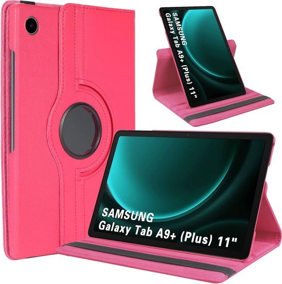 Samsung Galaxy Tab A9+ & Tab A11 Plus 11 inch 2023 Hoesjes – 360° draaibaar – Multi-stand – Donkerroze-Tablethoesjes-Ilumina Benelux