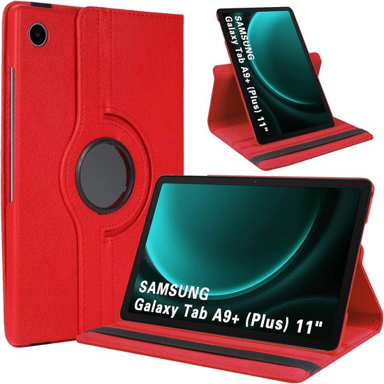 Samsung Galaxy Tab A9+ & Tab A11 Plus 11 inch 2023 Hoesjes – 360° draaibaar – Multi-stand – Rood-Tablethoesjes-Ilumina Benelux