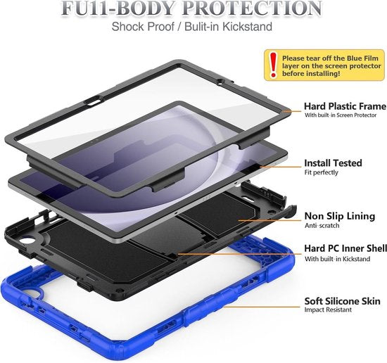 Samsung Galaxy Tab A9 WiFi 8.7 inch Hoesjes – Schokbestendig Hoesjes – Penhouder – Screenprotector & standaard – Blauw-Tablethoesjes-Ilumina Benelux