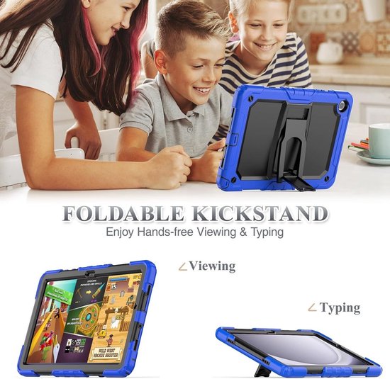 Samsung Galaxy Tab A9 WiFi 8.7 inch Hoesjes – Schokbestendig Hoesjes – Penhouder – Screenprotector & standaard – Blauw-Tablethoesjes-Ilumina Benelux