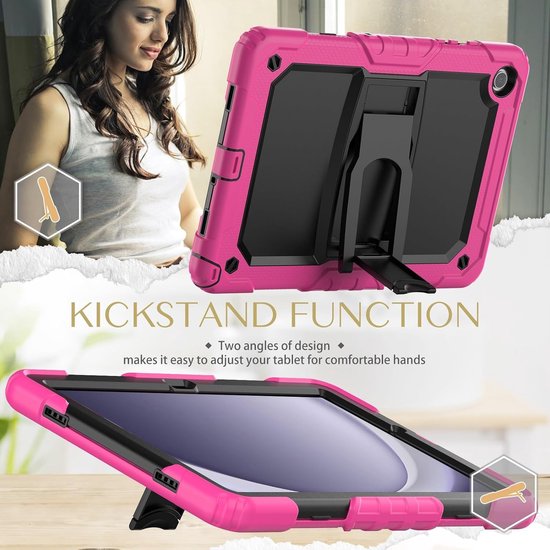 Samsung Galaxy Tab A9 WiFi 8.7 inch Hoesjes – Schokbestendig Hoesjes – Penhouder – Screenprotector & standaard – Roze-Tablethoesjes-Ilumina Benelux