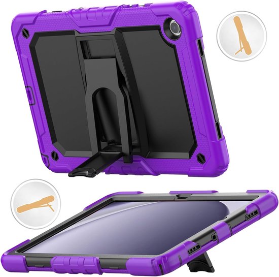 Samsung Galaxy Tab A9/A11 8.7 inch Hoesjes – Schokbestendig Hoesjes – Penhouder – Screenprotector & standaard – Paars-Tablethoesjes-Ilumina Benelux
