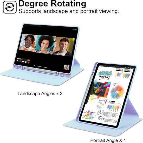 Samsung Galaxy Tab S10 FE/S10 Lite/S11/S9 11.0 Hoesjes – 360° draaibaar – Potloodhouder – Lichtblauw-Tablethoesjes-Ilumina Benelux