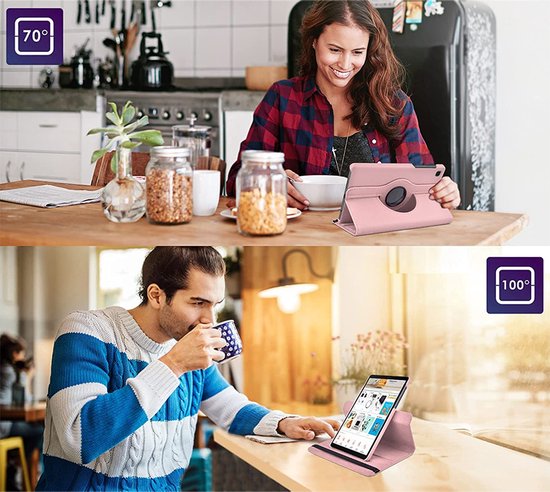 Samsung Galaxy Tab S5e 10.5 (2019) T720/T725 Hoesjes – 360° draaibaar – Standfunctie – Licht roze-Tablethoesjes-Ilumina Benelux