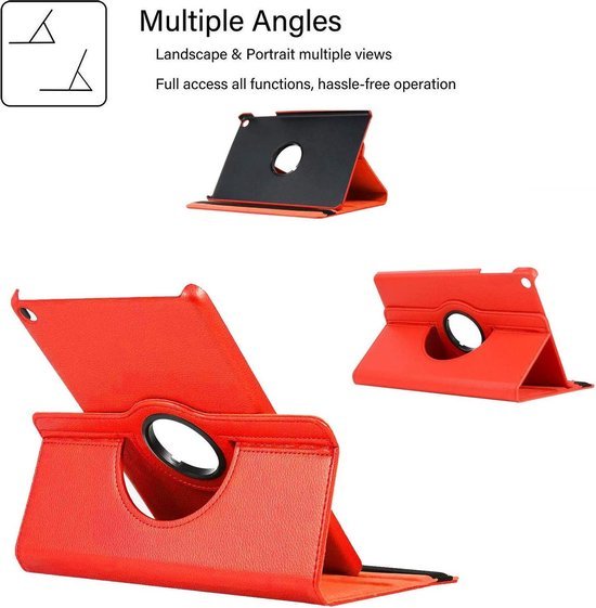 Samsung Galaxy Tab S5e 10.5 (2019) T720/T725/T727 Hoesjes – 360° draaibaar – Multi-stand – Rood-Tablethoesjes-Ilumina Benelux