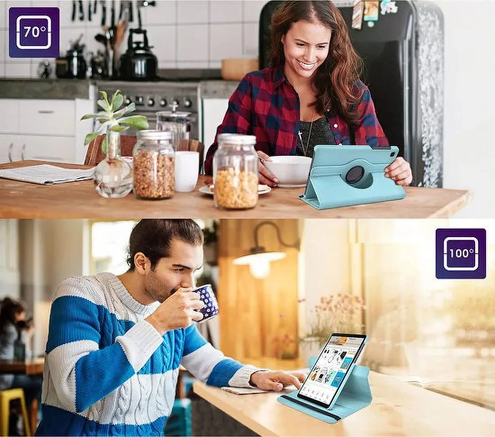 Samsung Galaxy Tab S5e 10.5 (2019) T720/T725/T727 Hoesjes – 360° draaibaar – Standfunctie – Lichtblauw-Tablethoesjes-Ilumina Benelux
