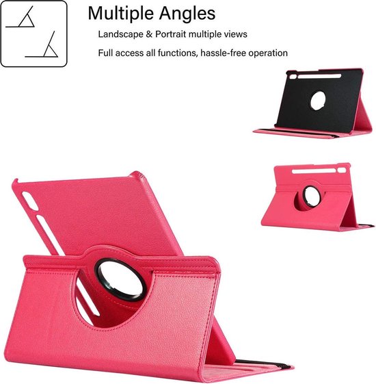 Samsung Galaxy Tab S6 10.5 inch 2019 T860 Hoesjes – 360° draaibaar – Hot Pink-Tablethoesjes-Ilumina Benelux