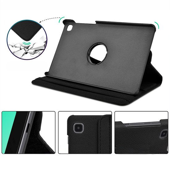 Samsung Galaxy Tab S6 Lite 10.4 (2020/2022/2024) Hoesjes – 360° draaibaar – Standfunctie – Zwart-Tablethoesjes-Ilumina Benelux