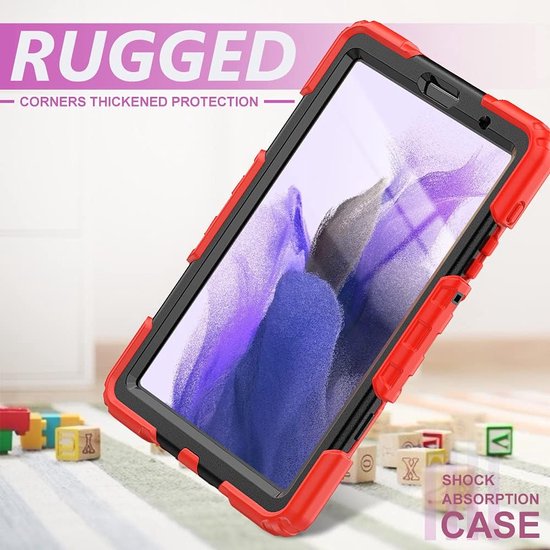 Samsung Galaxy Tab S6 Lite 10.4 (2020/2022/2024) Hoesjes – Schokbestendig – Screenprotector – Rood-Tablethoesjes-Ilumina Benelux