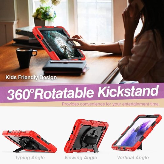 Samsung Galaxy Tab S6 Lite 10.4 (2020/2022/2024) Hoesjes – Schokbestendig – Screenprotector – Rood-Tablethoesjes-Ilumina Benelux