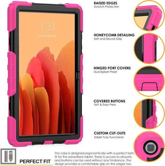 Samsung Galaxy Tab S6 Lite 10.4 (2020/2022/2024) Hoesjes – Schokbestendig – Screenprotector – Zwart/Roze-Tablethoesjes-Ilumina Benelux