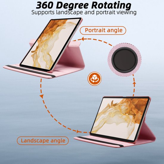 Samsung Galaxy Tab S6 T860 Hoesjes – 360° draaibaar – Multi-stand – Lichtroze-Tablethoesjes-Ilumina Benelux