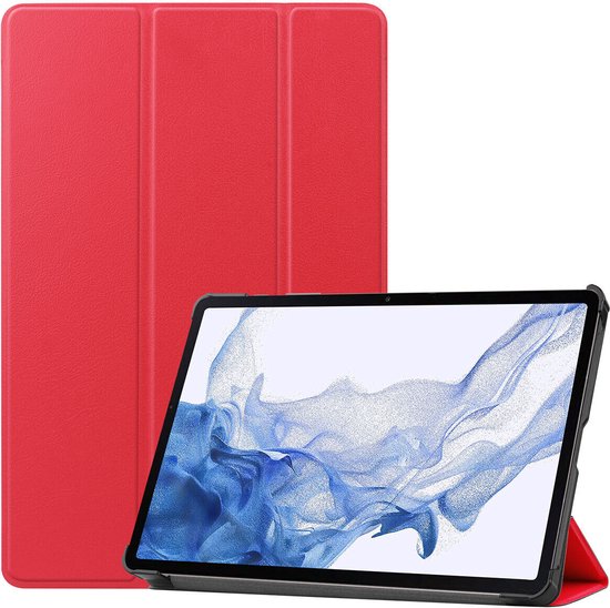 Samsung Galaxy Tab S7 FE/S7 Plus/S8 Plus 12.4 inch – Tri-Fold cover – Ultraslank – Rood-Tablethoesjes-Ilumina Benelux