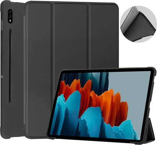 Samsung Galaxy Tab S7 FE/S7 Plus/S8 Plus – Tri-Fold Cover – Ultraslank 12.4 Inch – Zwart-Tablethoesjes-Ilumina Benelux
