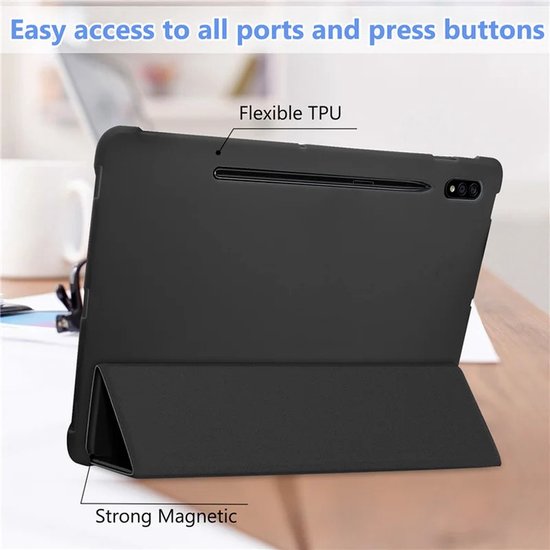 Samsung Galaxy Tab S7/S8 11 inch – Tri-Fold Cover – Ultraslank – Standfunctie – Zwart-Tablethoesjes-Ilumina Benelux