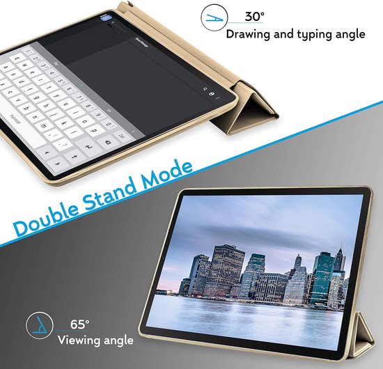 Samsung Galaxy Tab S7/S8 11 inch – Ultraslank Tri-Fold Cover – Standfunctie – Goud-Tablethoesjes-Ilumina Benelux