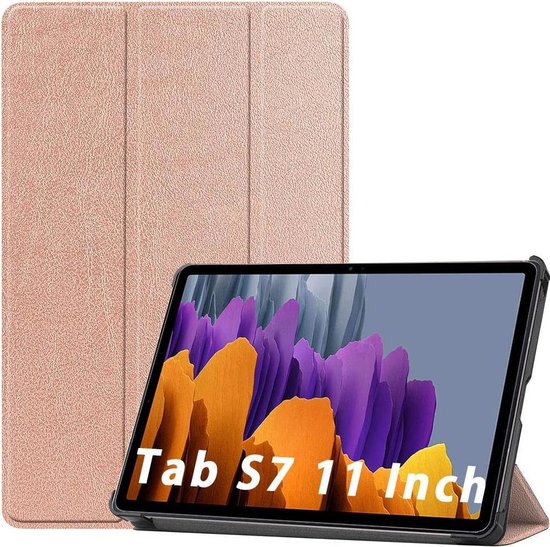 Samsung Galaxy Tab S7/S8 11 inch – Ultraslank Tri-Fold Cover – Standfunctie – Roségoud-Tablethoesjes-Ilumina Benelux