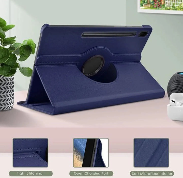 Samsung Galaxy Tab S8 Plus/S7 Plus/S7 FE 12.4 Hoesjes – 360° draaibaar – Multi-stand – Donkerblauw-Tablethoesjes-Ilumina Benelux