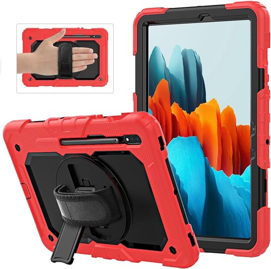 Samsung Galaxy Tab S8 Plus/S7 Plus/S7 FE 12.4 Hoesjes – Schokbestendig – Screenprotector – Rood-Tablethoesjes-Ilumina Benelux